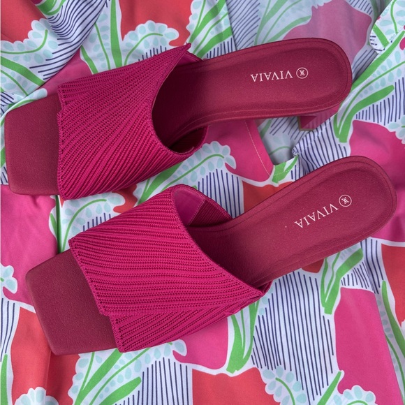 Viviana Shoes - Viviana Fuchsia Textured Mules